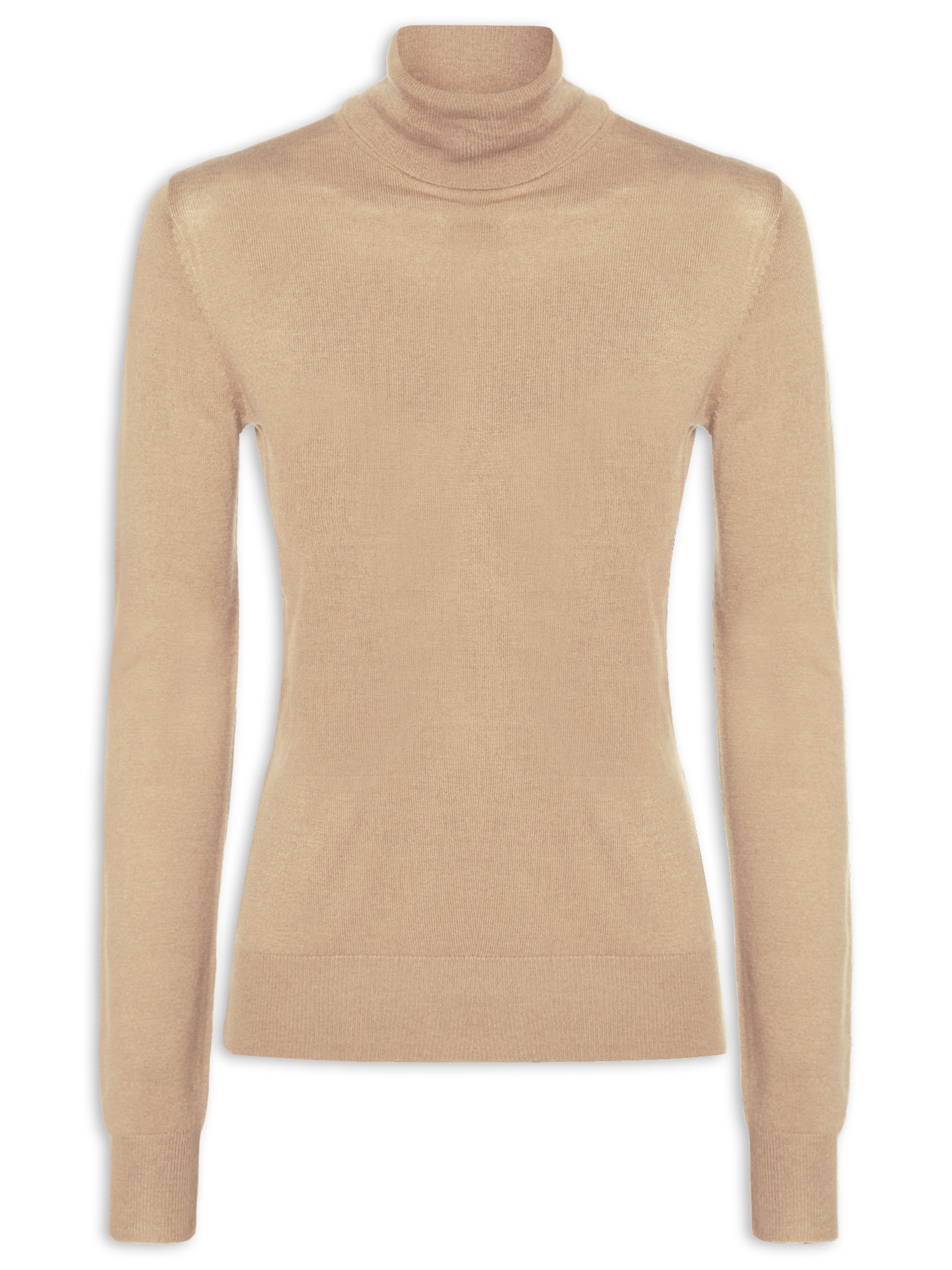 Blusa Feminina Tricot Gola Role Bege Maria Filó