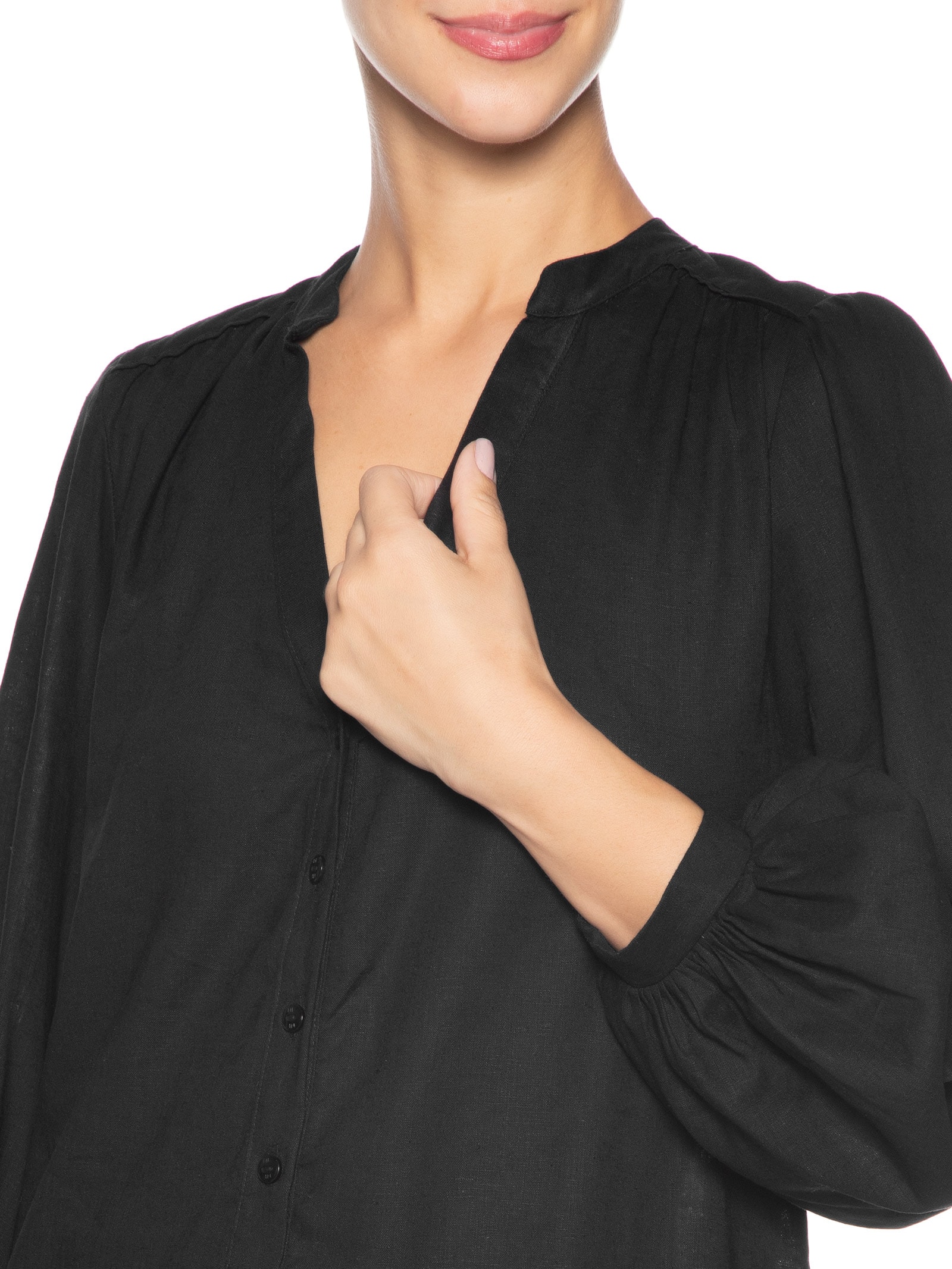 Blusa Feminina Tricot Gola Role Preto Maria Filó