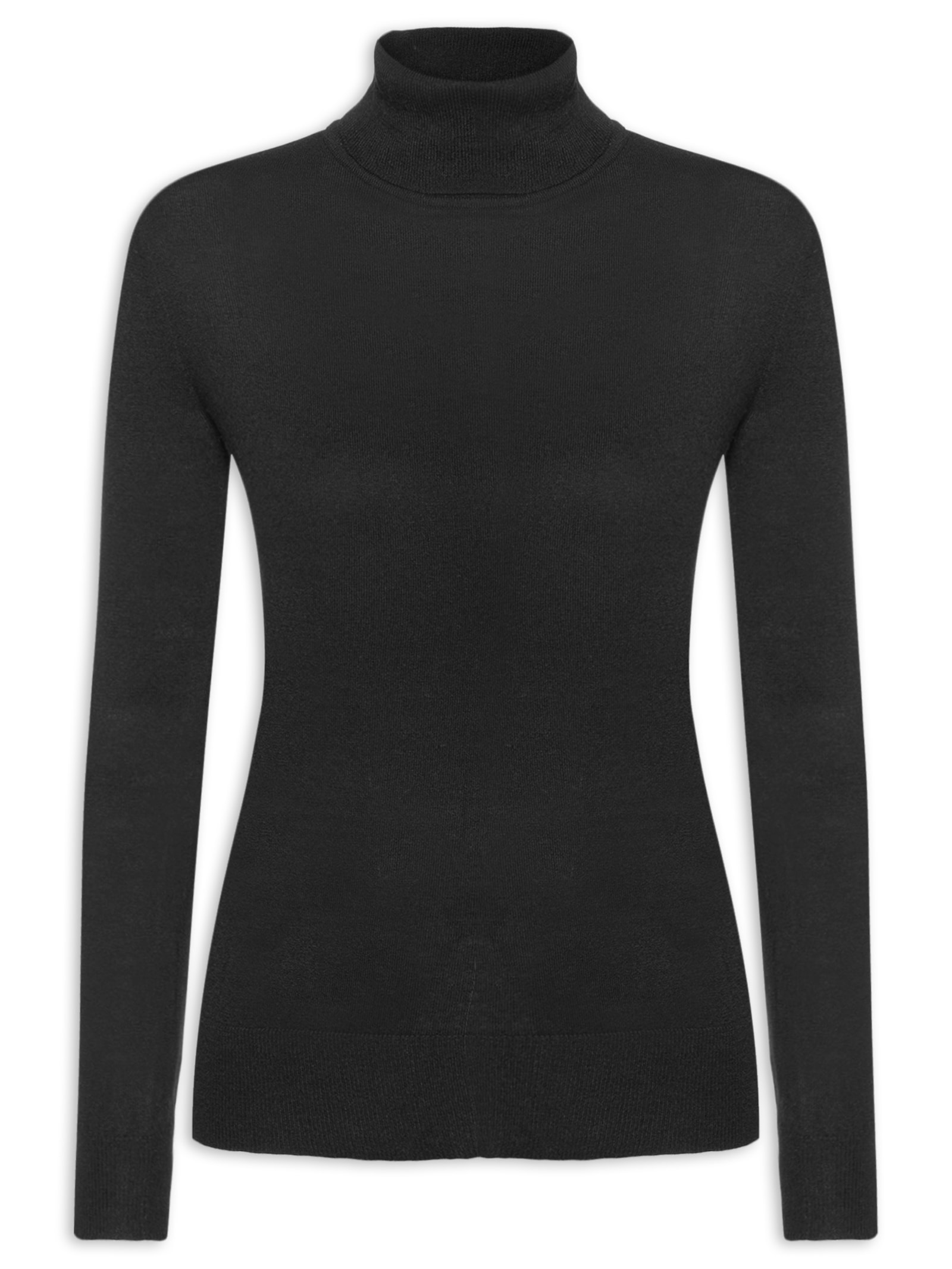 Blusa Feminina Tricot Gola Role Preto Maria Filó