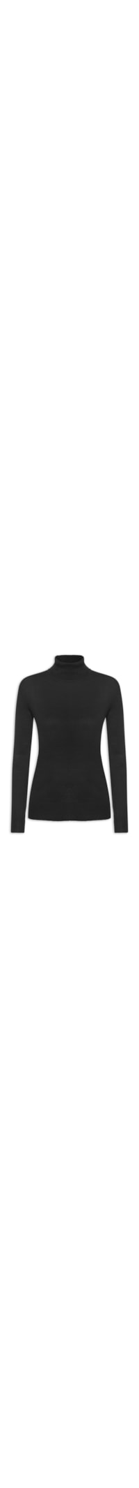 Blusa Feminina Tricot Gola Role - Preto