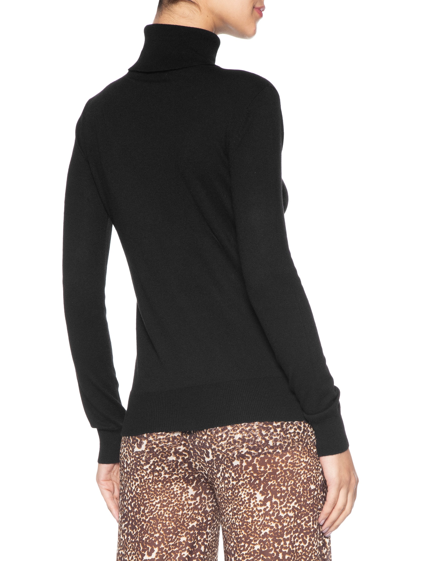 Blusa Feminina Tricot Gola Role Preto Maria Filó