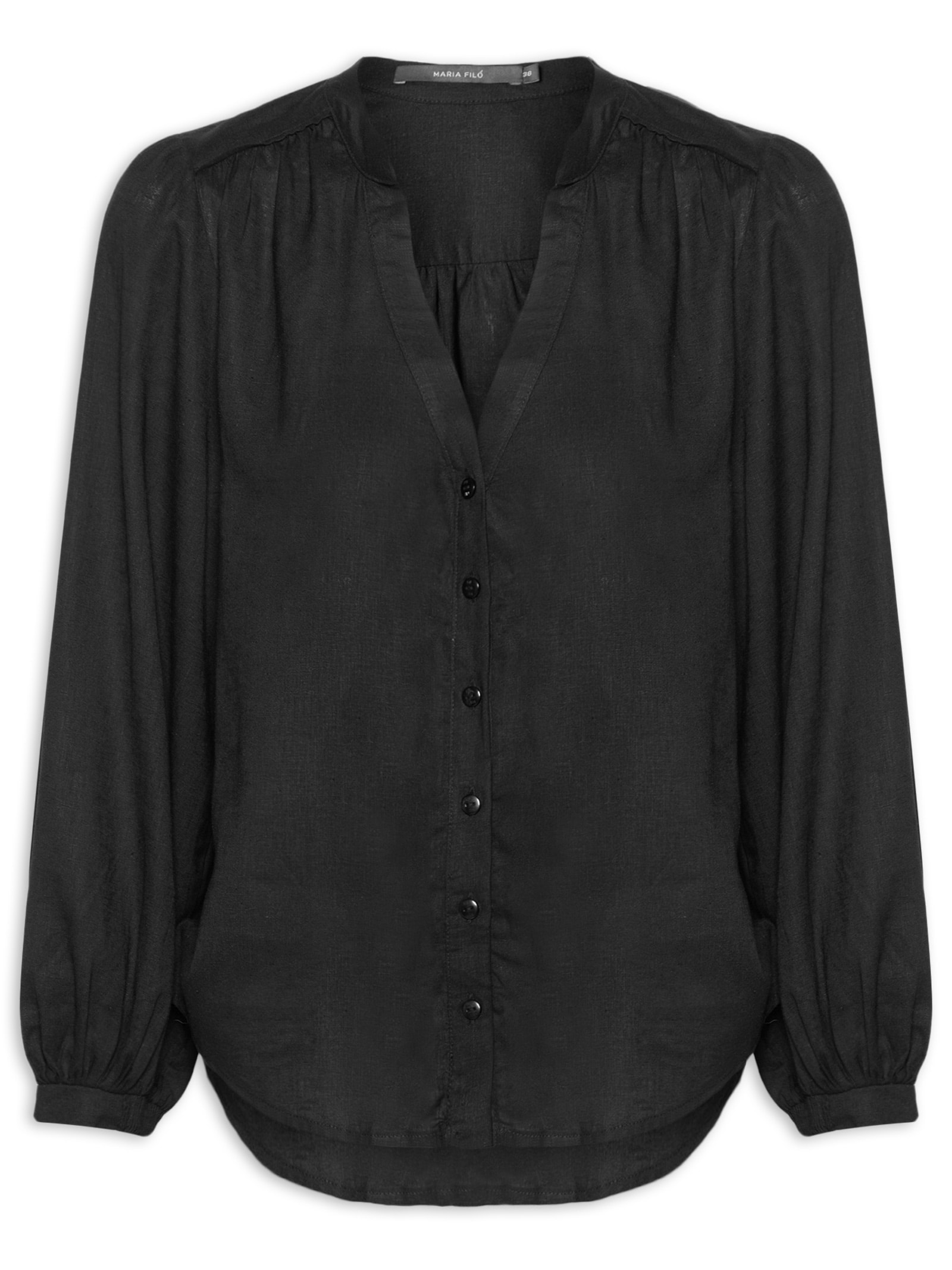 Blusa Feminina Tricot Gola Role Preto Maria Filó