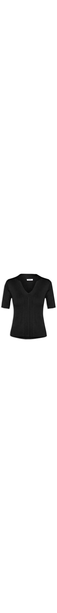 Blusa Feminina Tricot Gola V - Preto