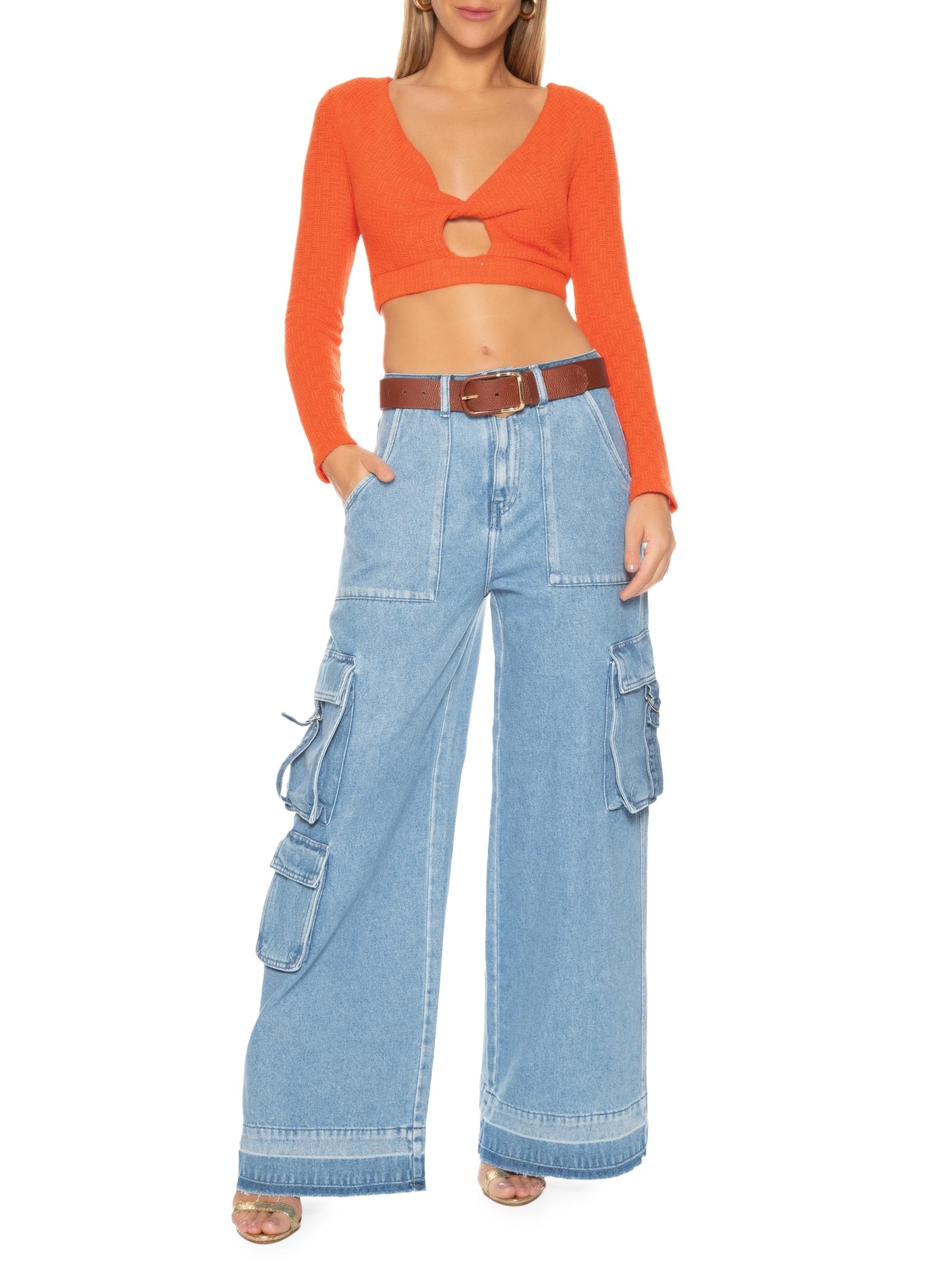 Blusa Feminina Tricot Laranja  Colcci