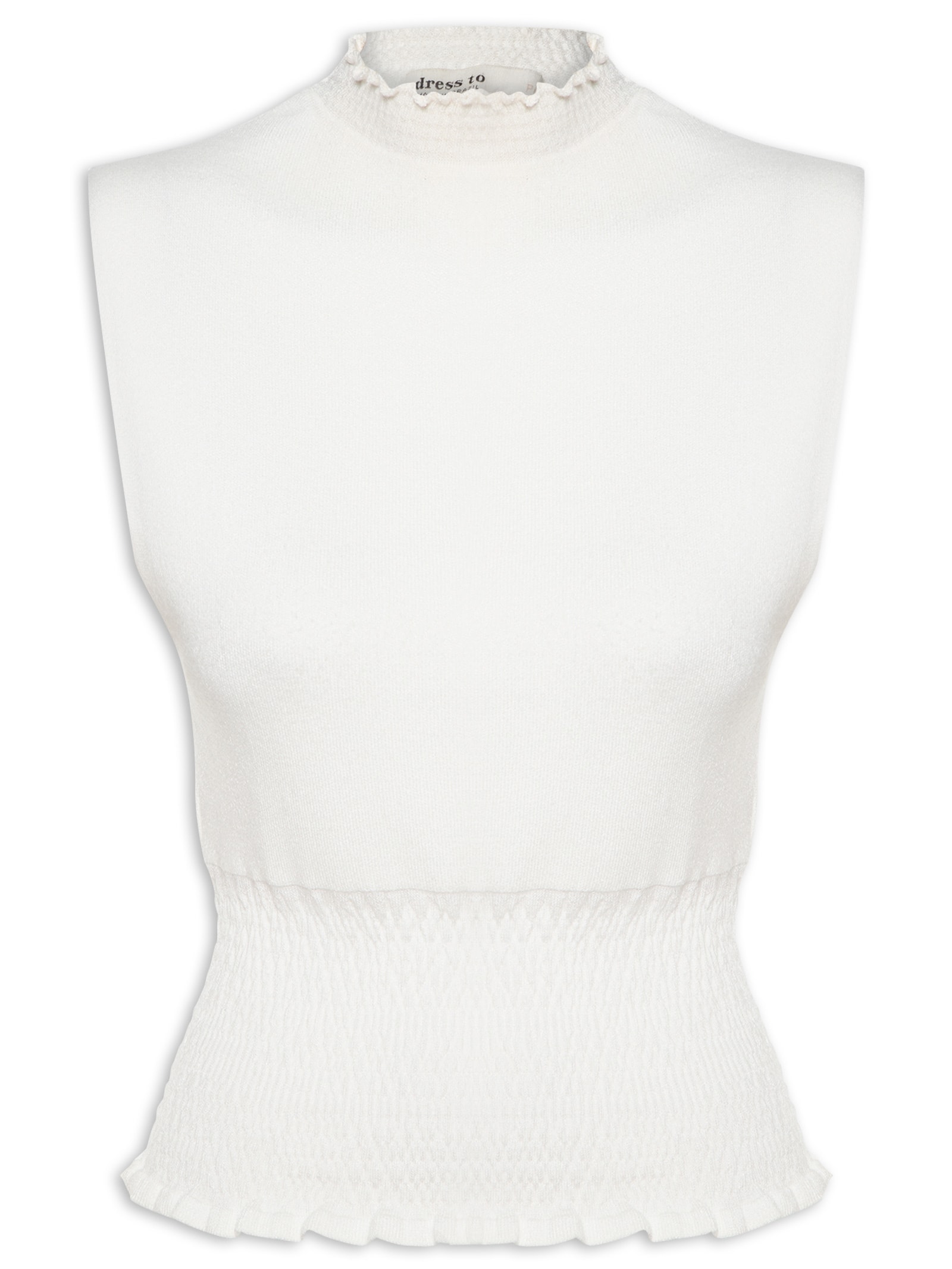 Blusa Feminina Tricot Lastex Off White Dress To