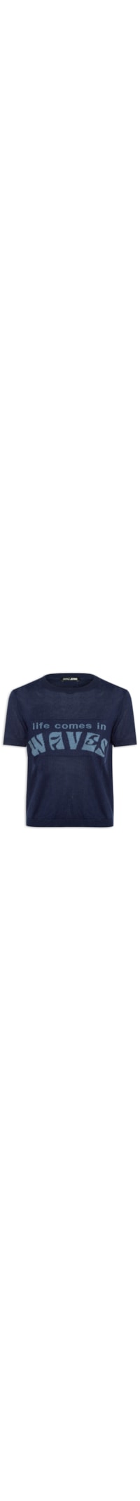 Blusa Feminina Tricot Life Comes In Waves - Azul