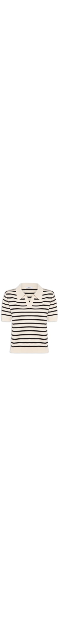 Blusa Feminina Tricot Listrada Gola Esporte - Bege