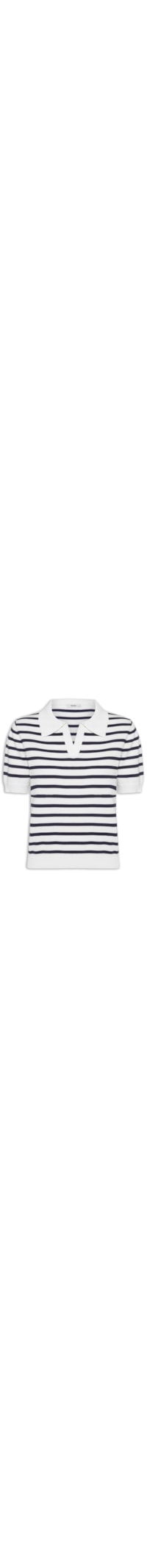 Blusa Feminina Tricot Listrada Gola Esporte - Branco