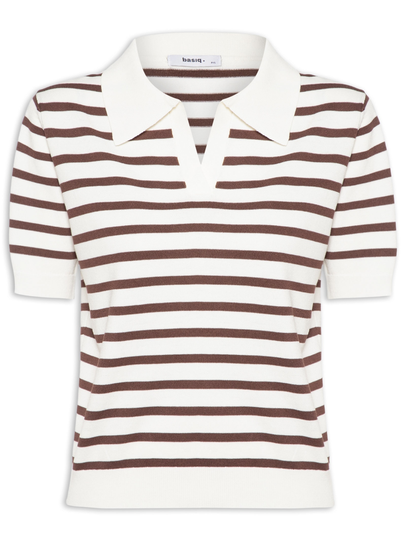 Blusa Feminina Tricot Listrada Gola Esporte Off White Basiq