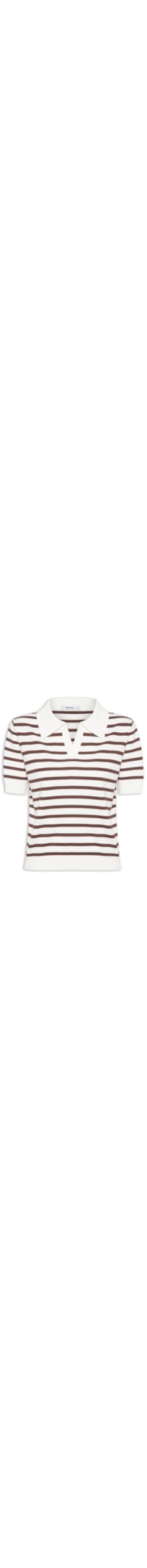 Blusa Feminina Tricot Listrada Gola Esporte - Off White