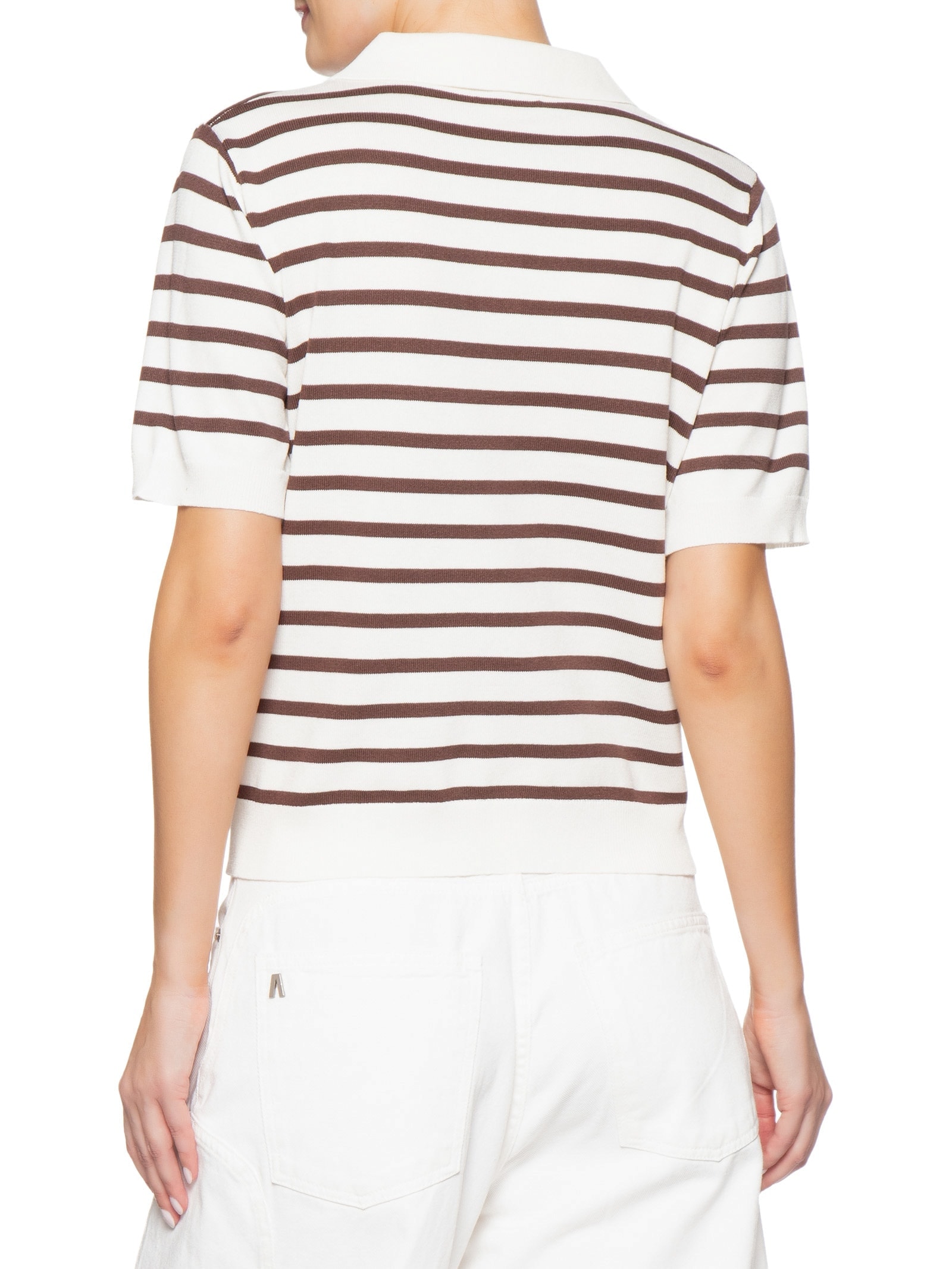 Blusa Feminina Tricot Listrada Gola Esporte Off White Basiq