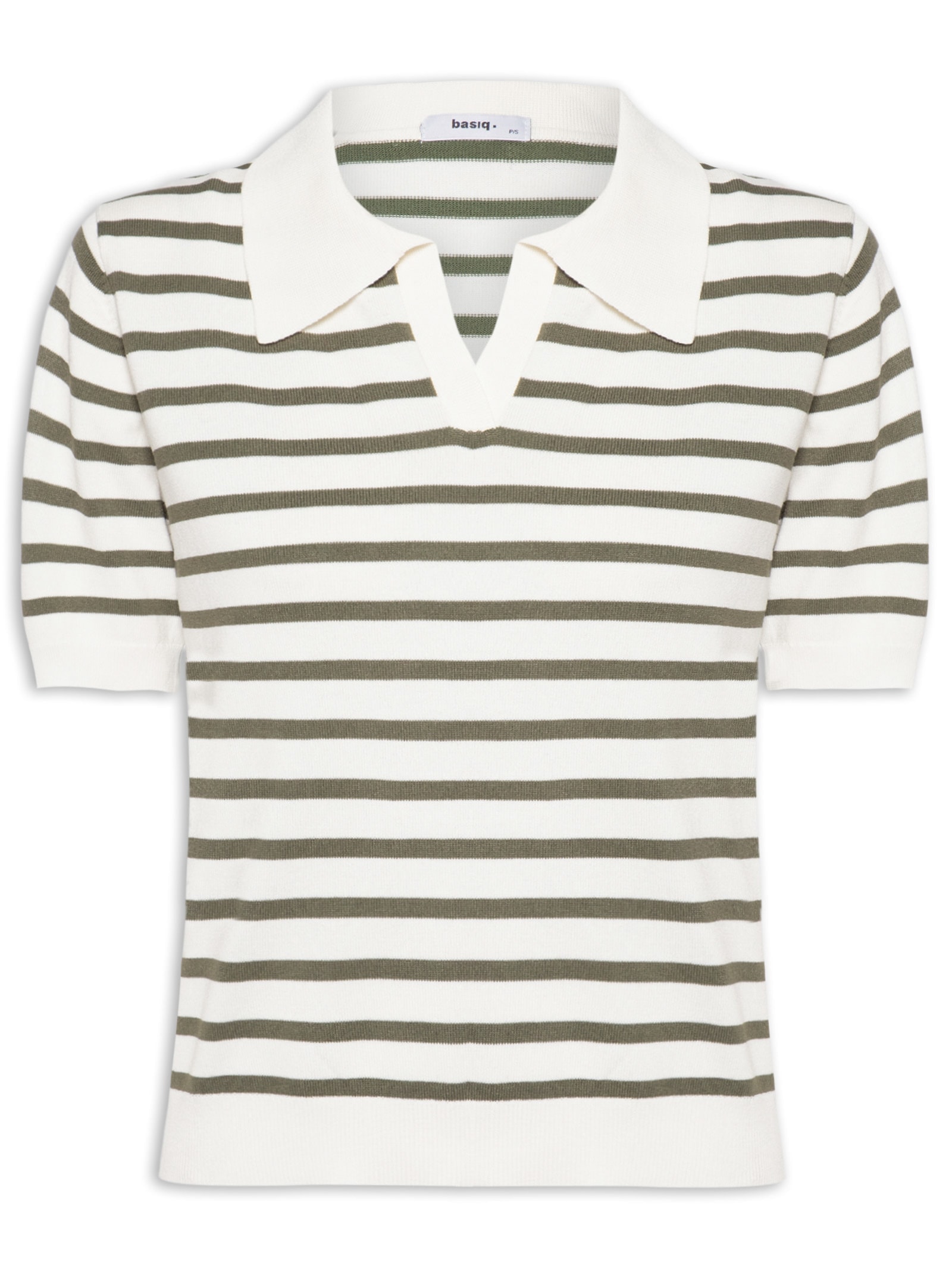 Blusa Feminina Tricot Listrada Gola Esporte Off White Basiq