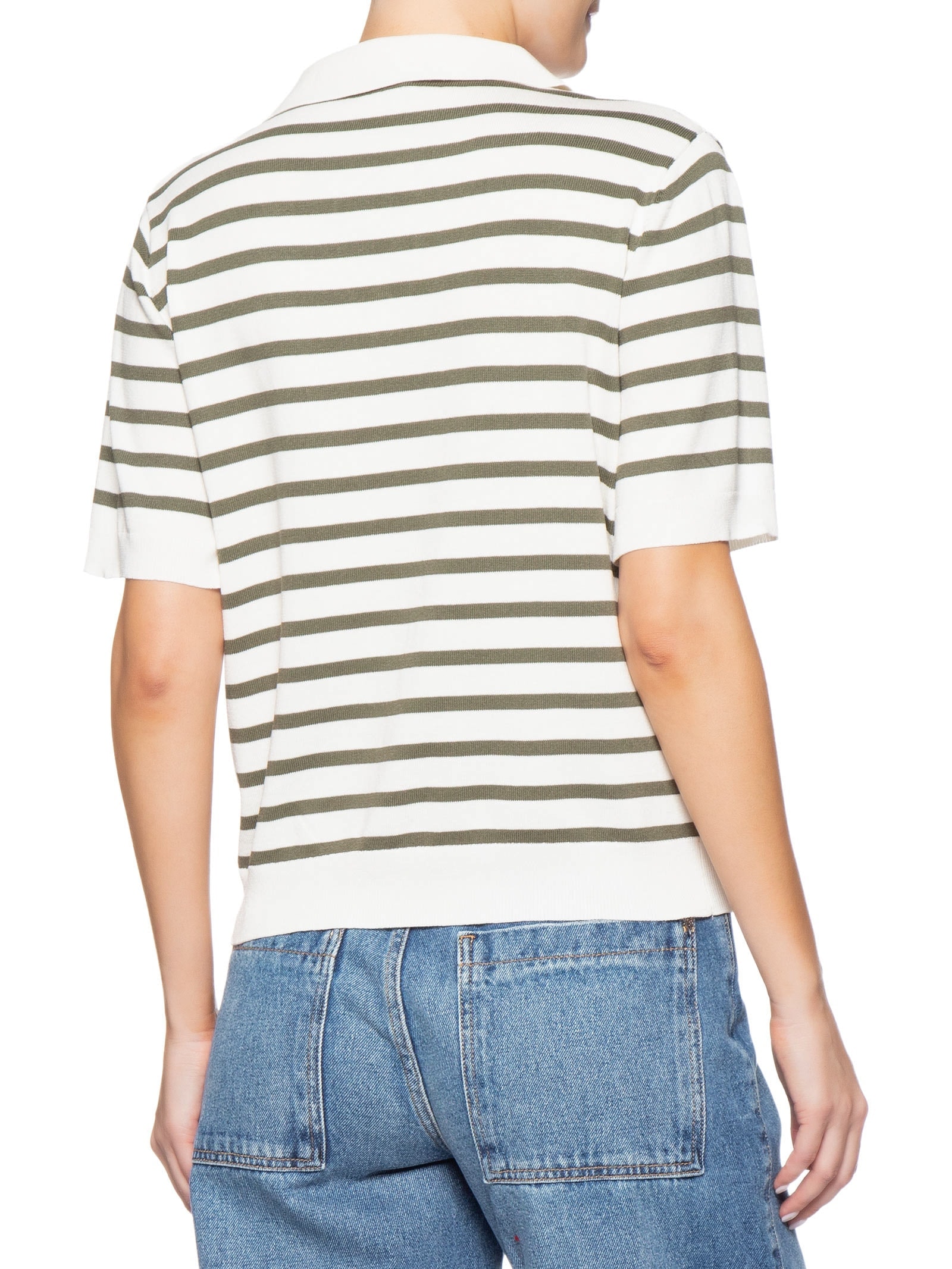 Blusa Feminina Tricot Listrada Gola Esporte Off White Basiq