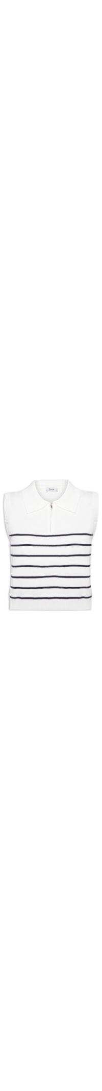 Blusa Feminina Tricot Listrada Gola Polo - Azul