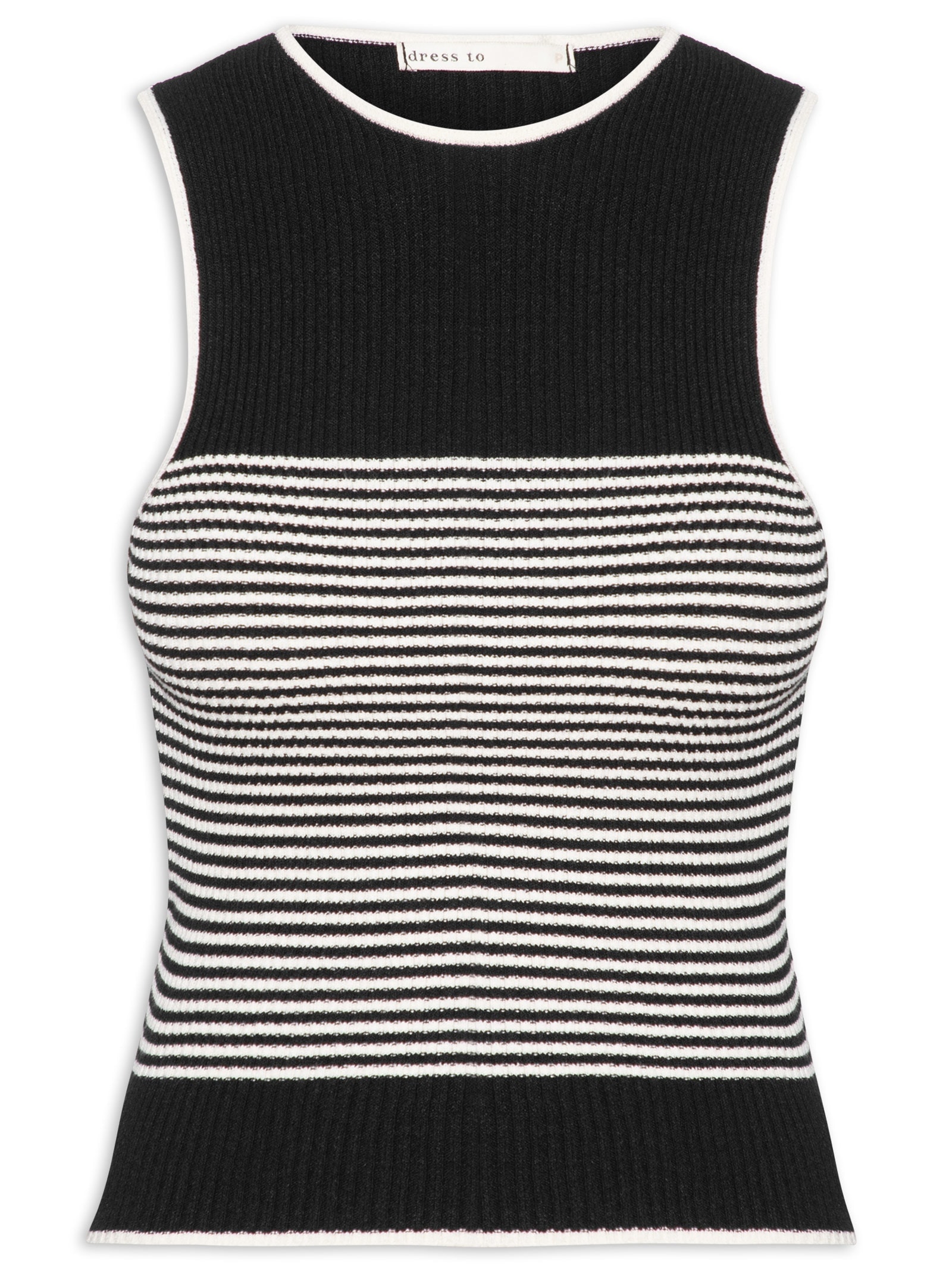 Blusa Feminina Tricot Listrada Preto Dress To