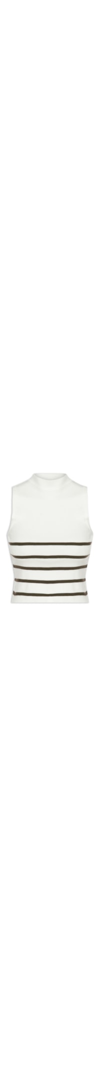 Blusa Feminina Tricot Listrada Sem Manga - Branco