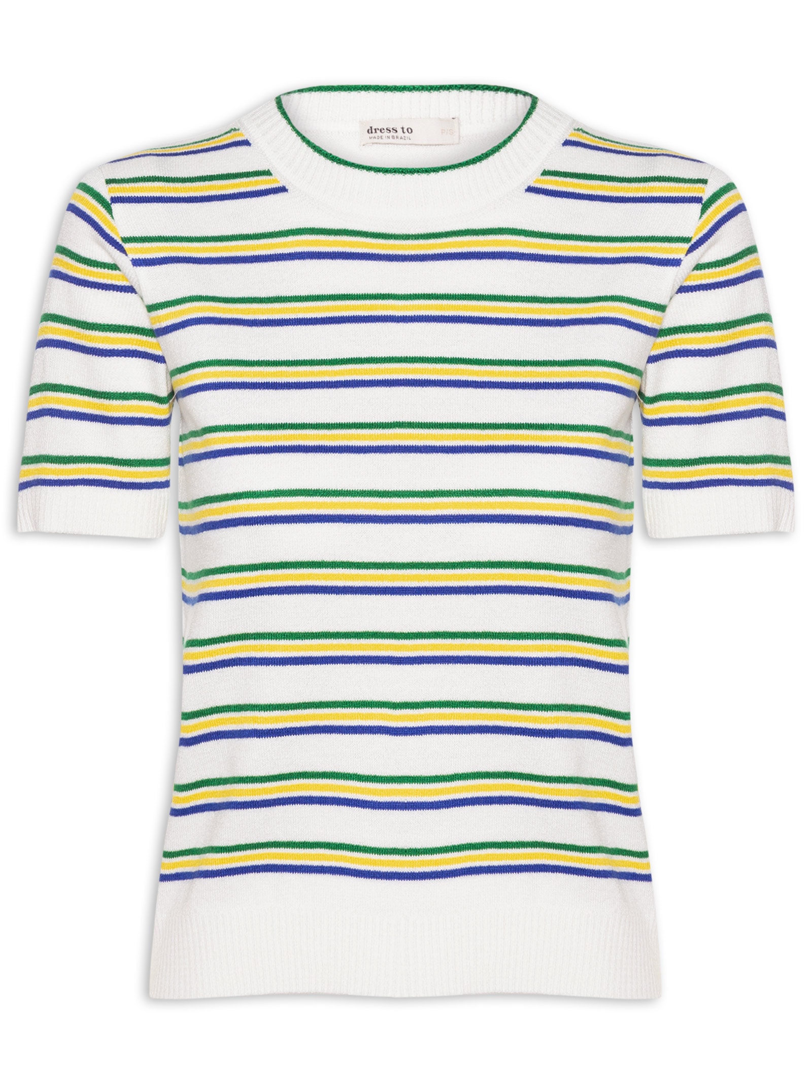 Blusa Feminina Tricot Listras Brasil Branco Dress To