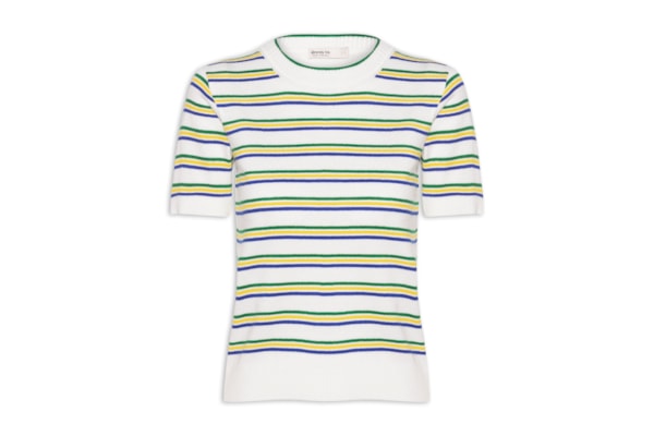 Blusa Feminina Tricot Listras Brasil - Branco