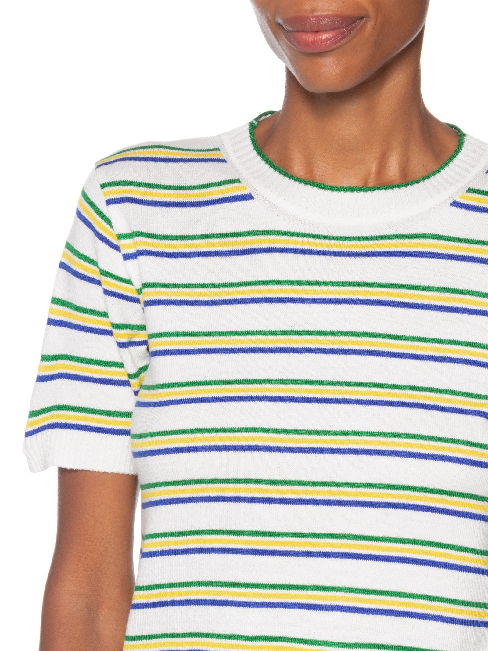 Blusa Feminina Tricot Listras Brasil Branco Dress To