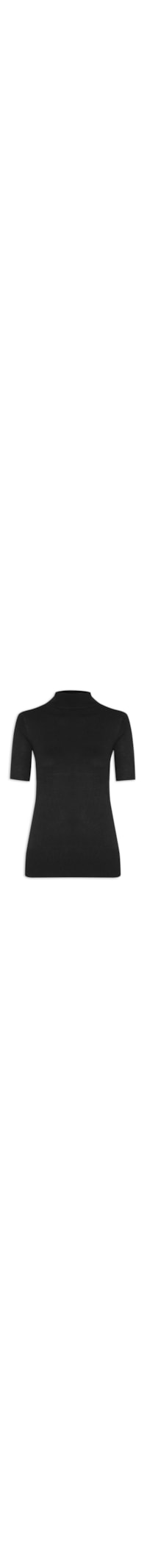 Blusa Feminina Tricot Manga Curta Basic - Preto