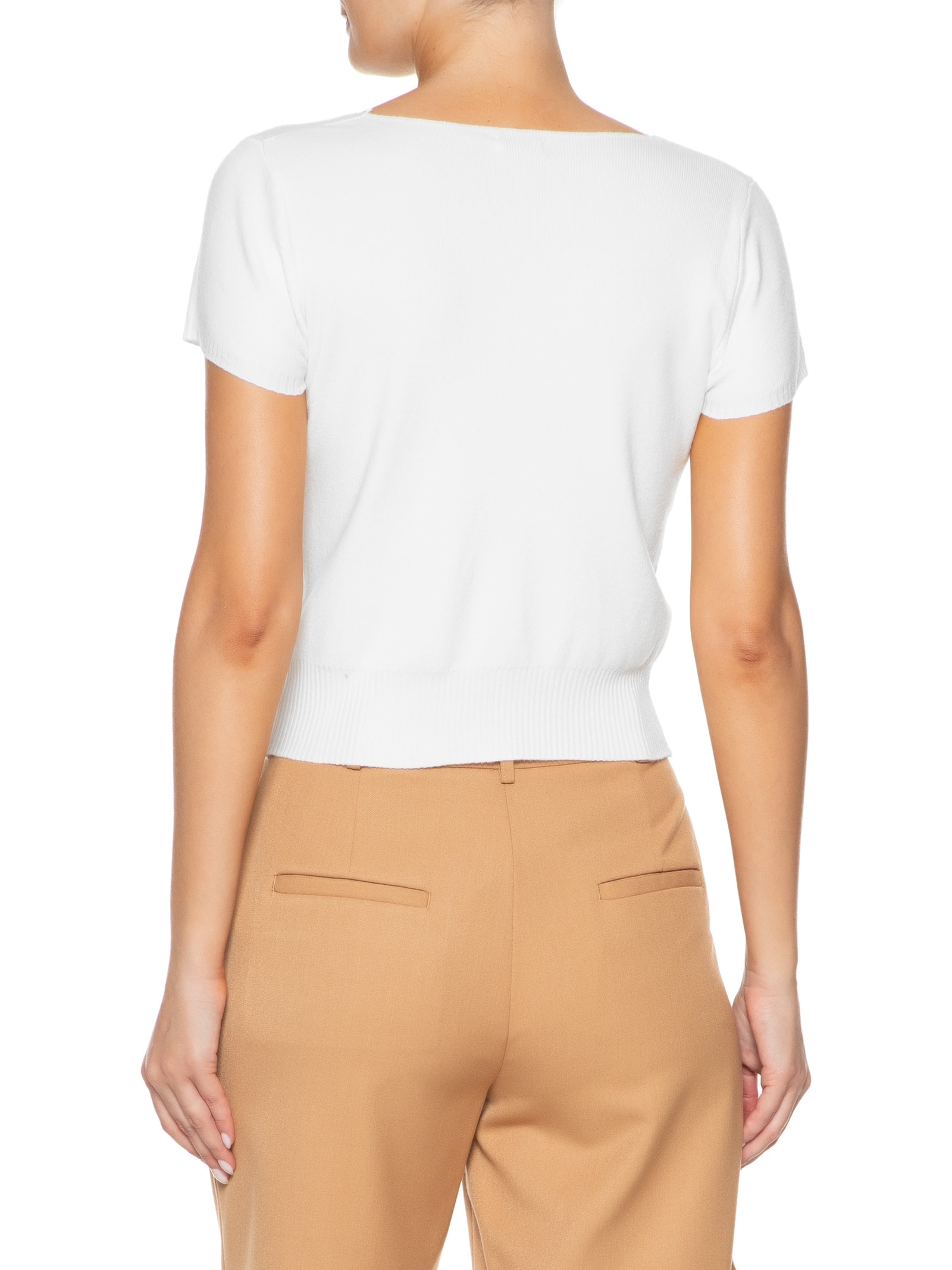 Blusa Feminina Tricot Manga Curta Branco Basiq
