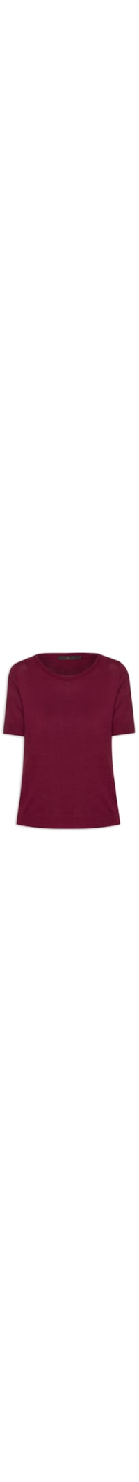 Blusa Feminina Tricot Manga Curta Decote Canoa - Vinho