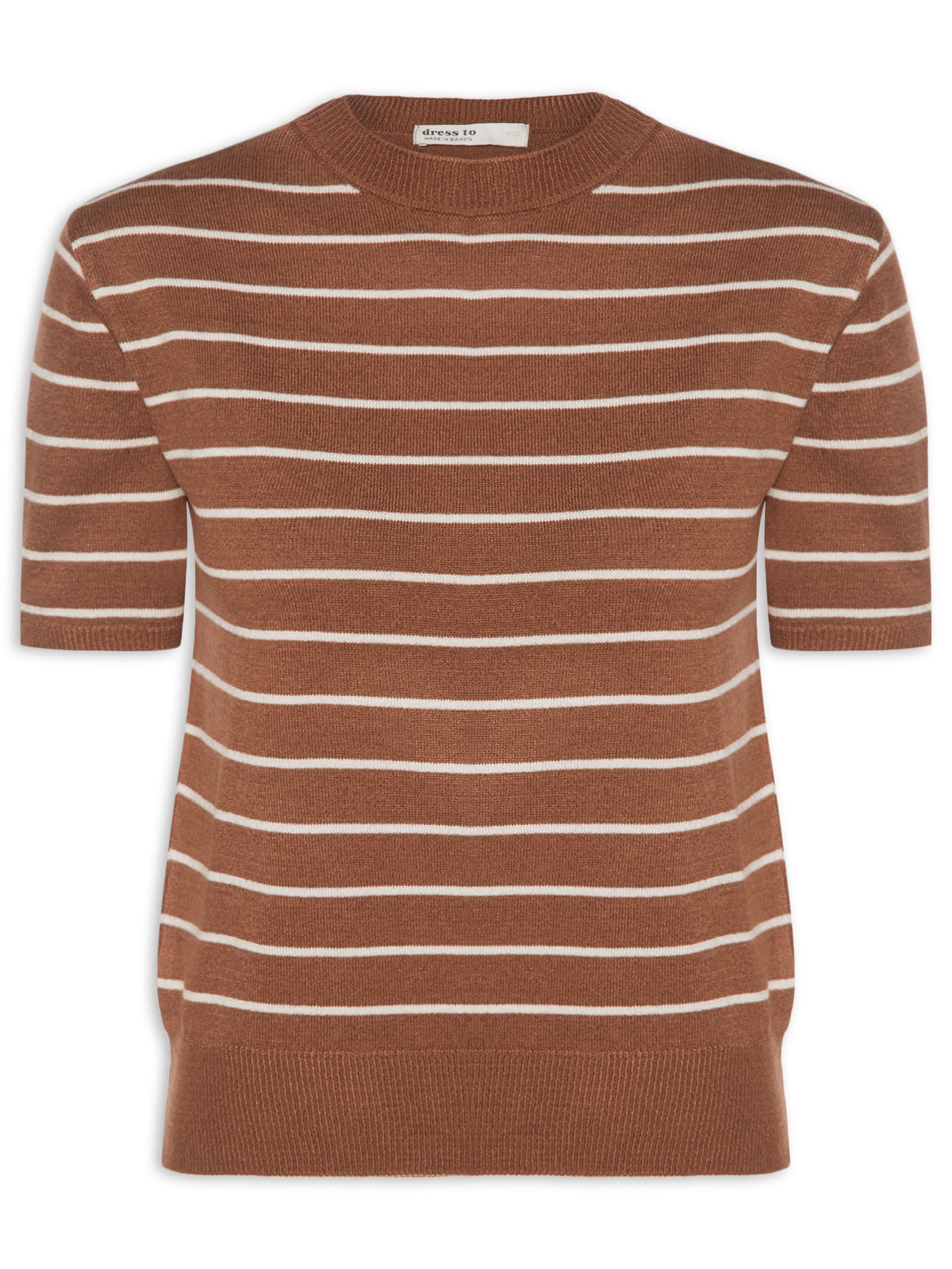 Blusa Feminina Tricot Manga Curta Marrom Dress To