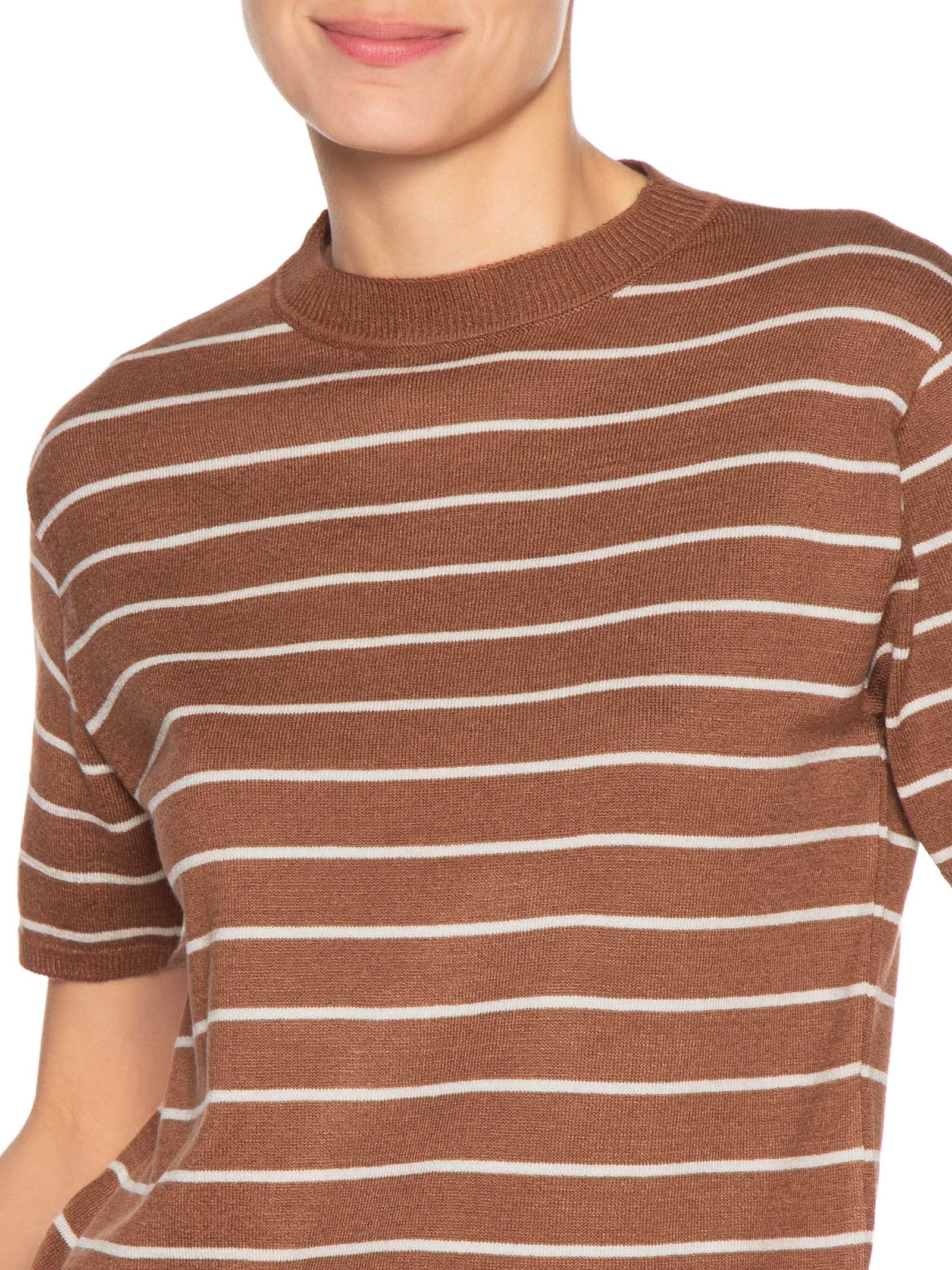 Blusa Feminina Tricot Manga Curta Marrom Dress To