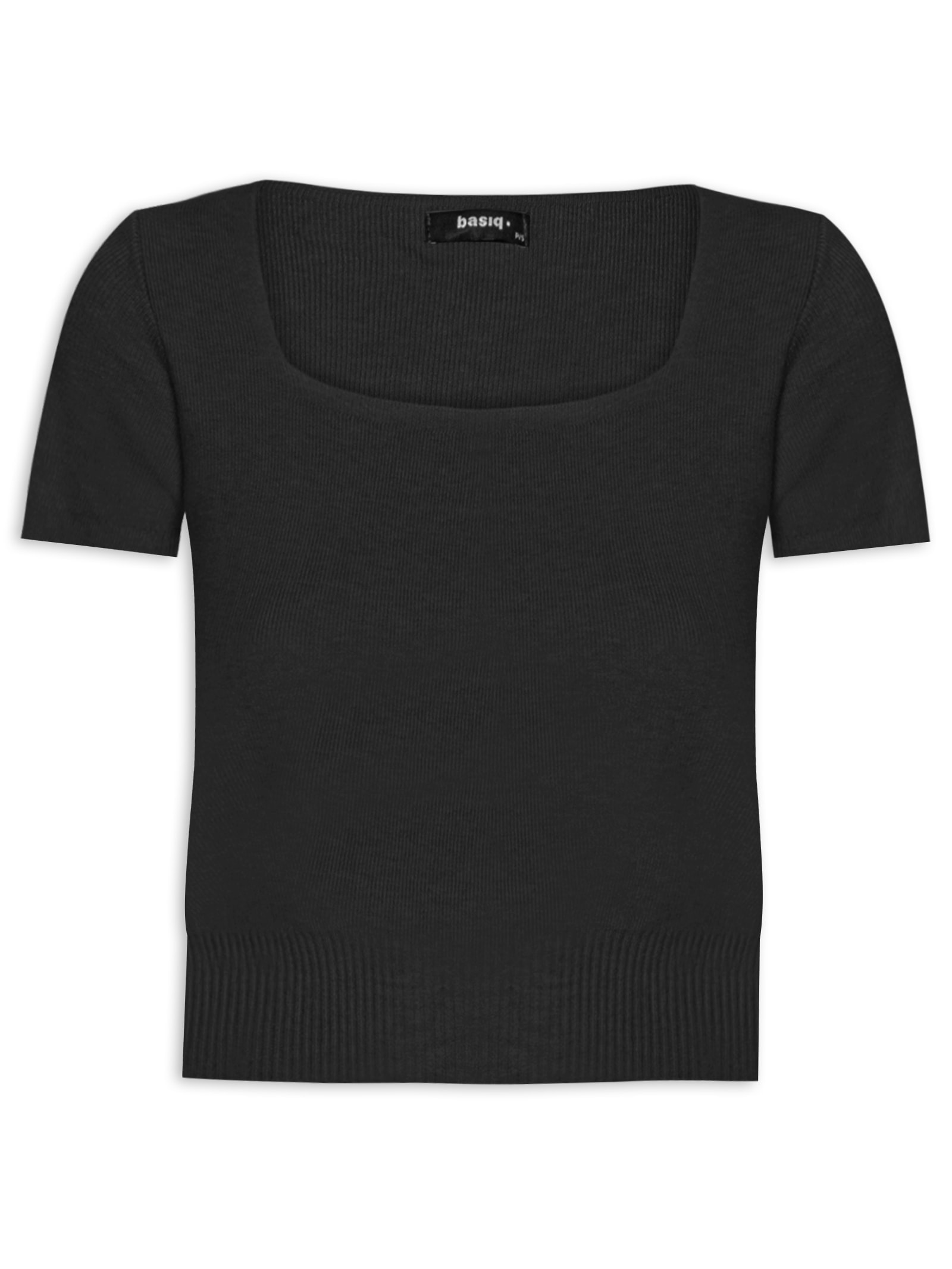 Blusa Feminina Tricot Manga Curta Preto Basiq
