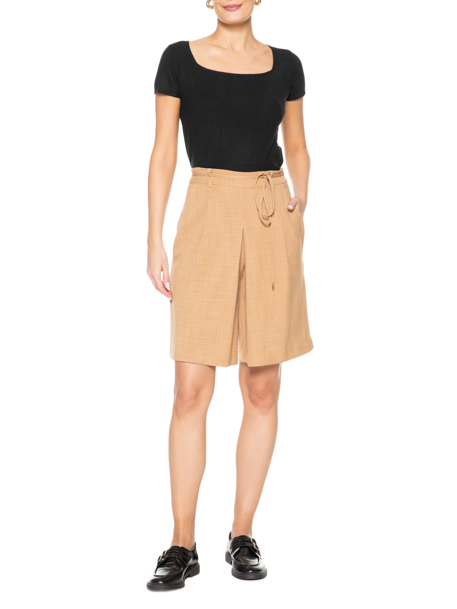 Blusa Feminina Tricot Manga Curta Preto Basiq