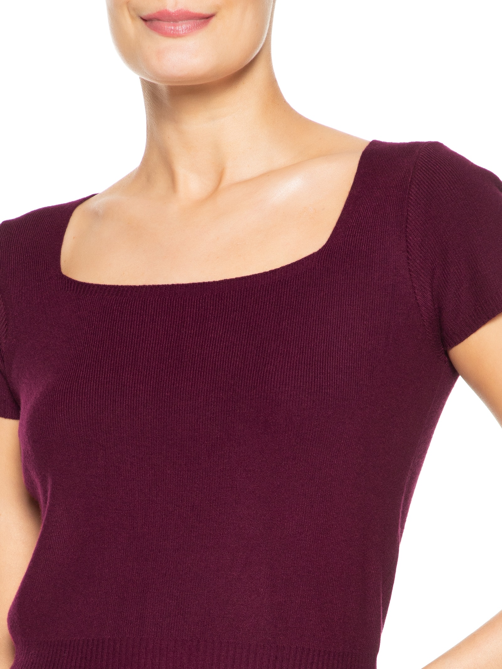 Blusa Feminina Tricot Manga Curta Roxo Basiq
