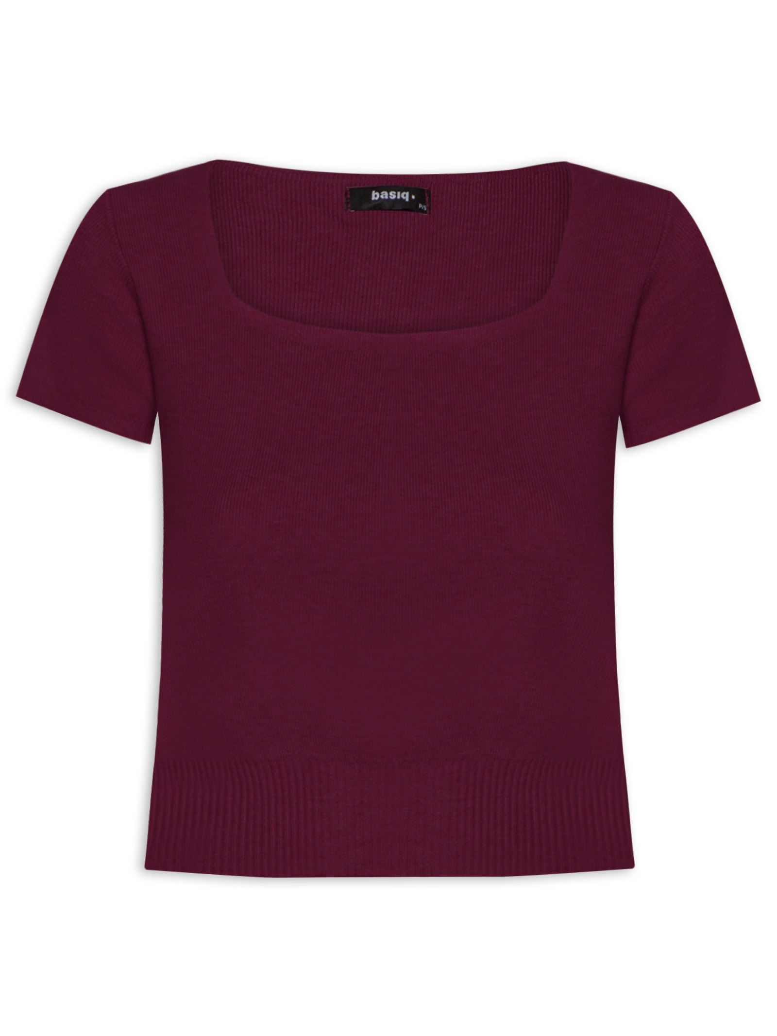 Blusa Feminina Tricot Manga Curta Roxo Basiq