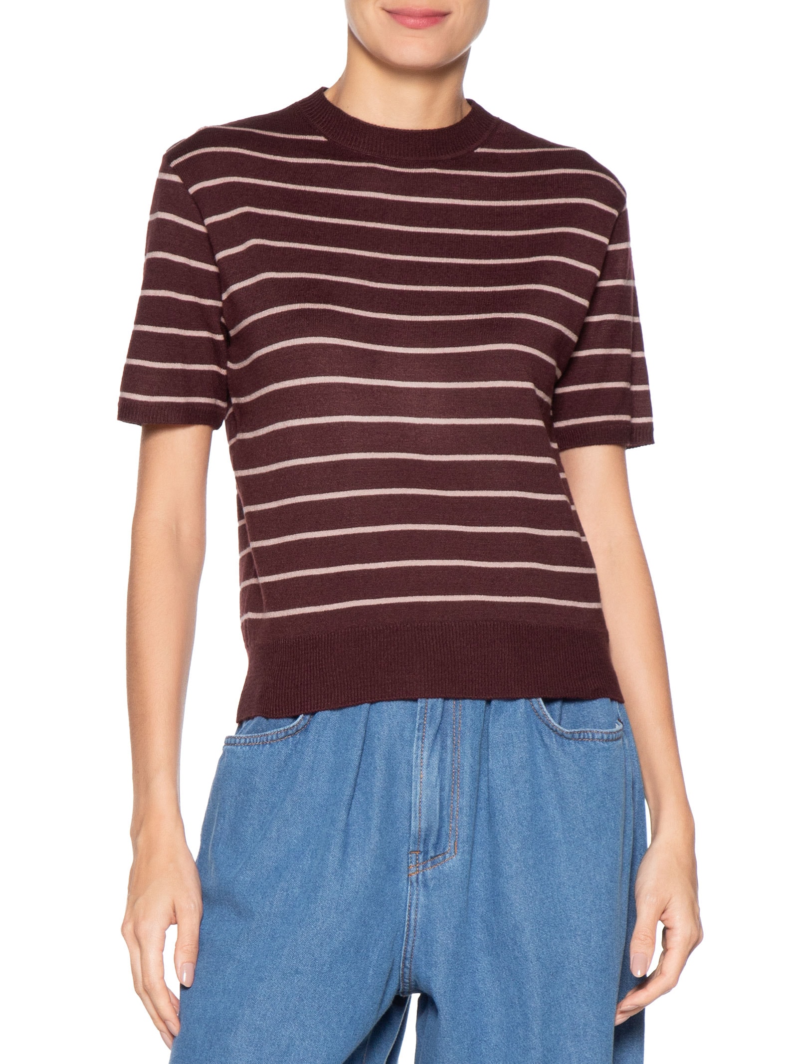 Blusa Feminina Tricot Manga Curta Vermelho Dress To