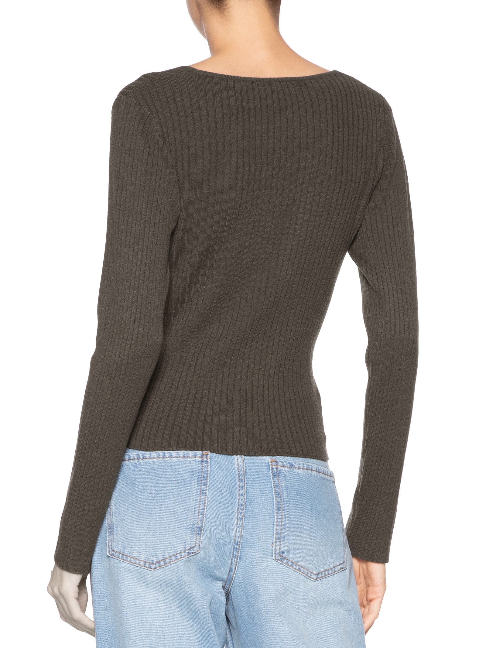 Blusa Feminina Tricot Manga Longa Decote Transpassado Marrom Basiq
