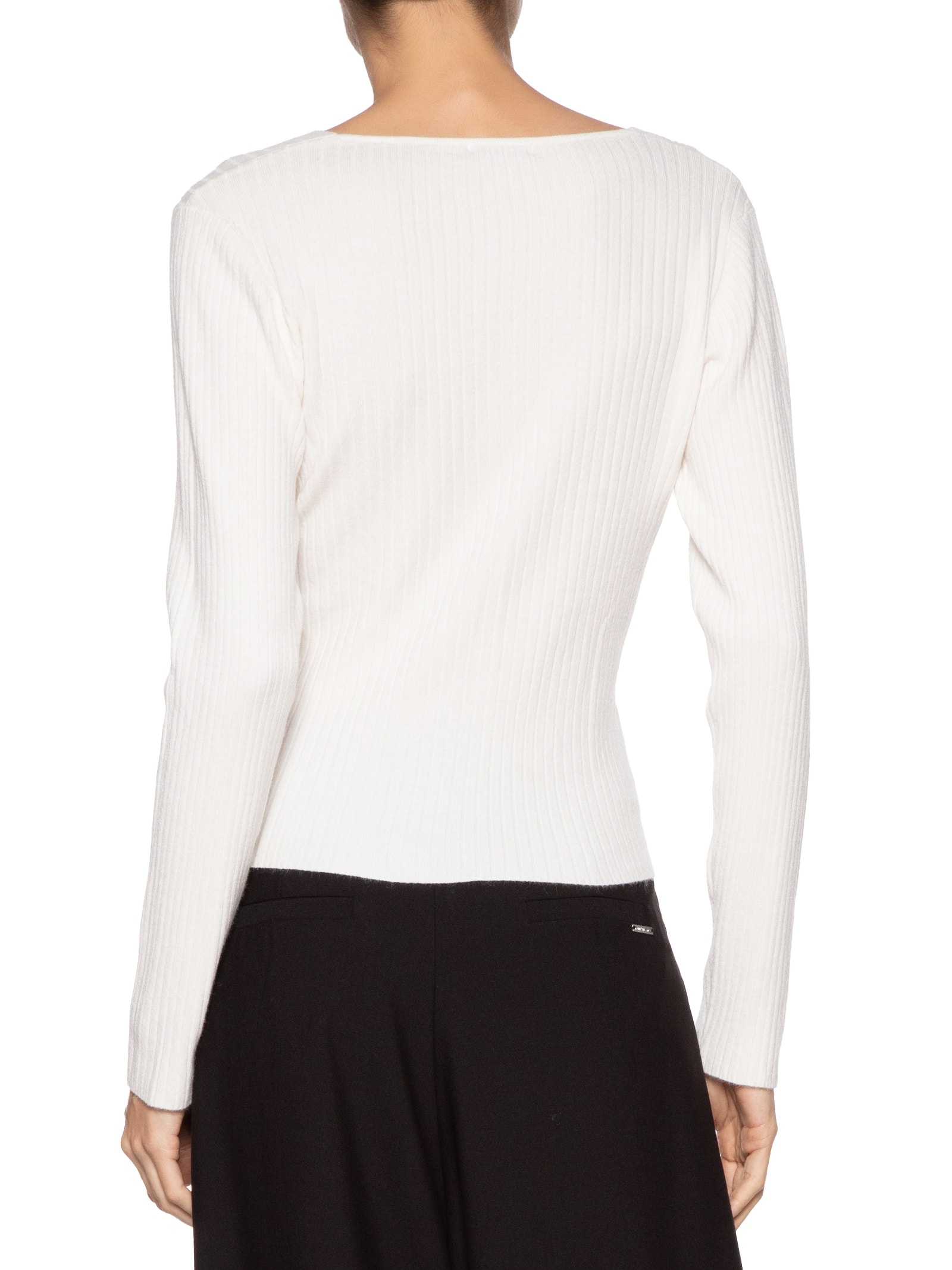 Blusa Feminina Tricot Manga Longa Decote Transpassado Off White Basiq