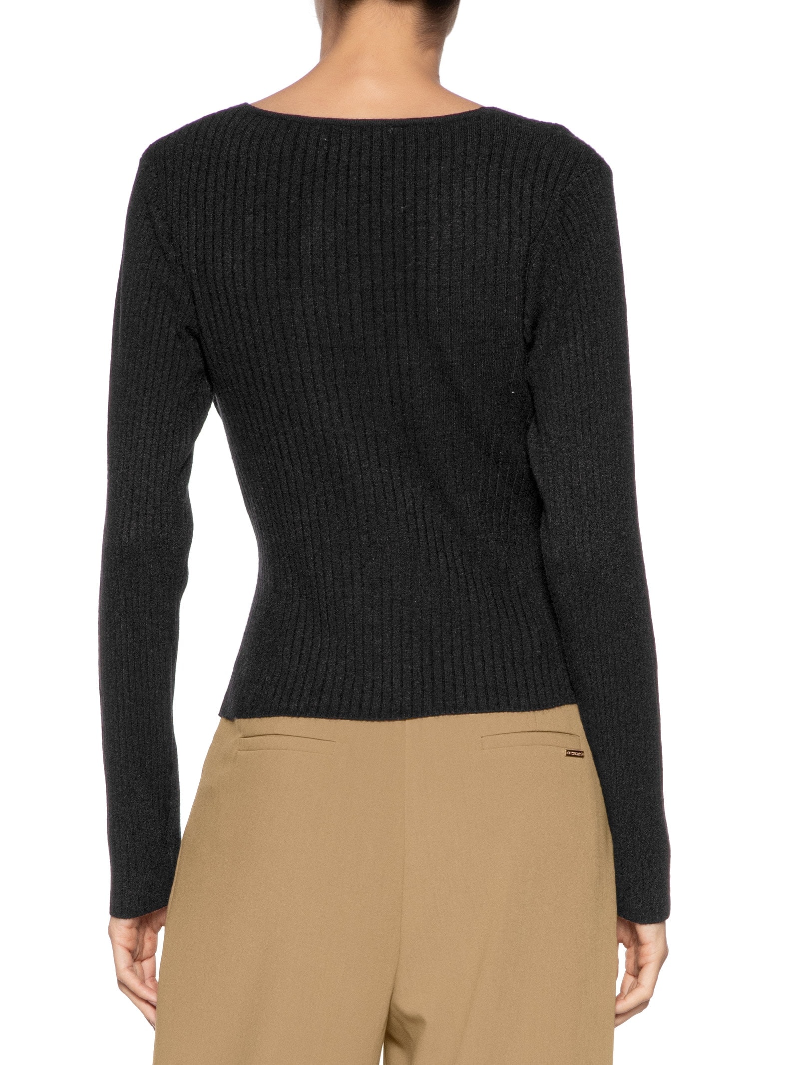 Blusa Feminina Tricot Manga Longa Decote Transpassado Preto Basiq