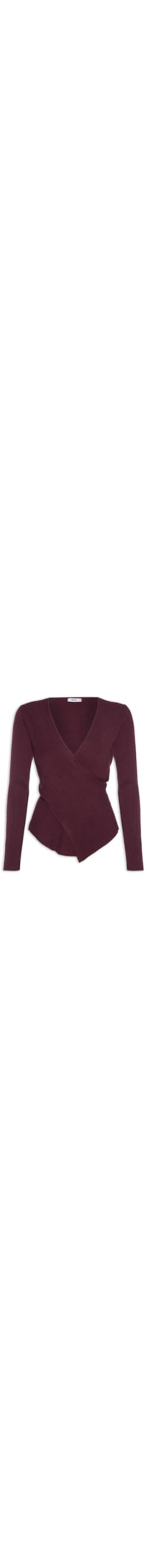 Blusa Feminina Tricot Manga Longa Decote Transpassado - Vermelho