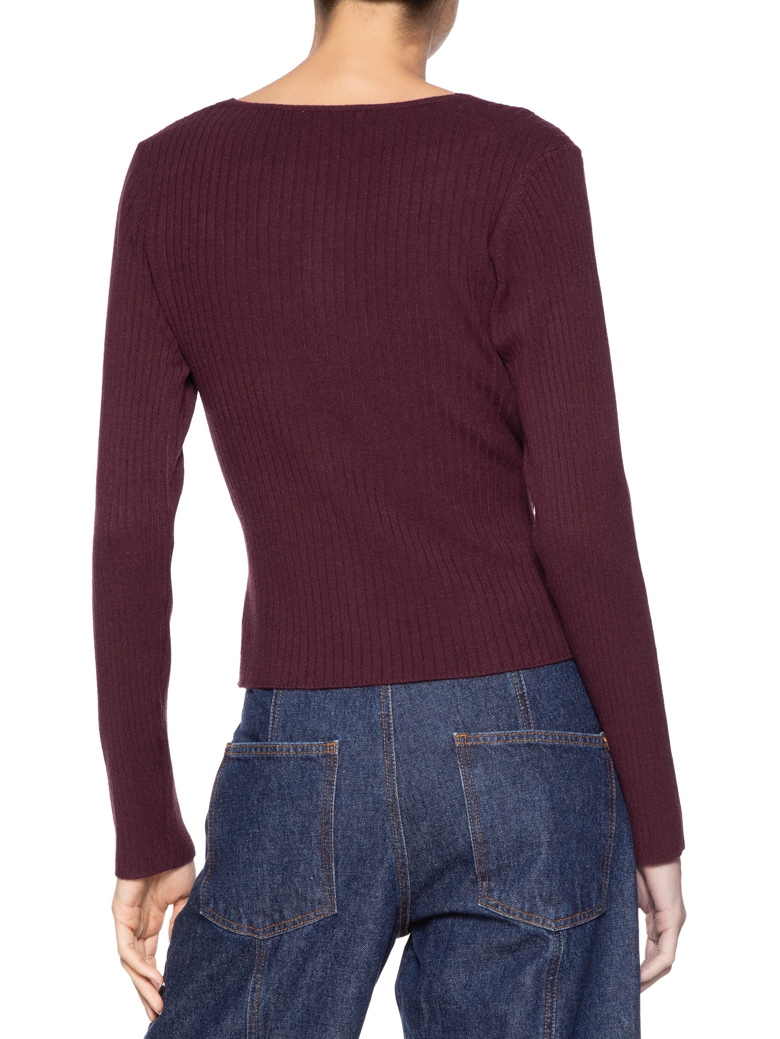 Blusa Feminina Tricot Manga Longa Decote Transpassado Vermelho Basiq