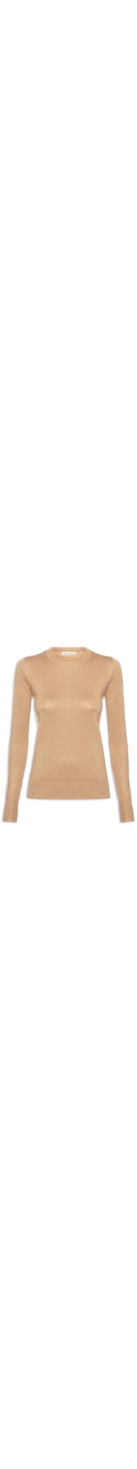 Blusa Feminina Tricot Manga Longa Lurex - Dourado