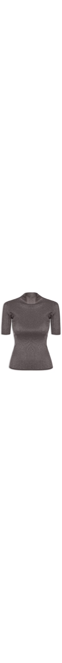 Blusa Feminina Tricot Manga Média Transparência - Marrom