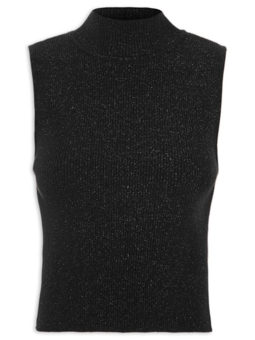 Blusa Feminina Tricot Metalizada – Preto