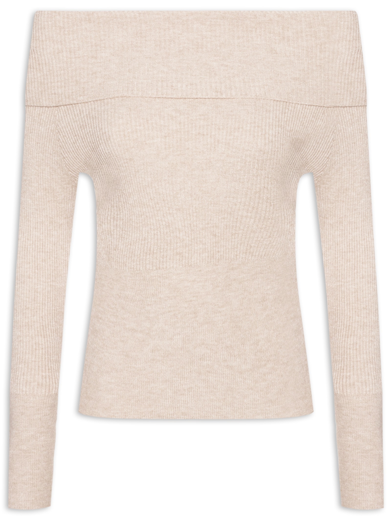 Blusa Feminina Tricot Ombro a Ombro Bege  Market 33