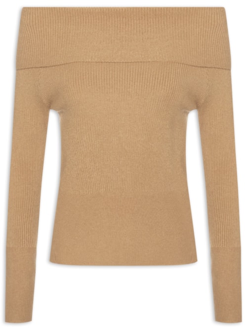 Blusa Feminina Tricot Ombro a Ombro – Bege