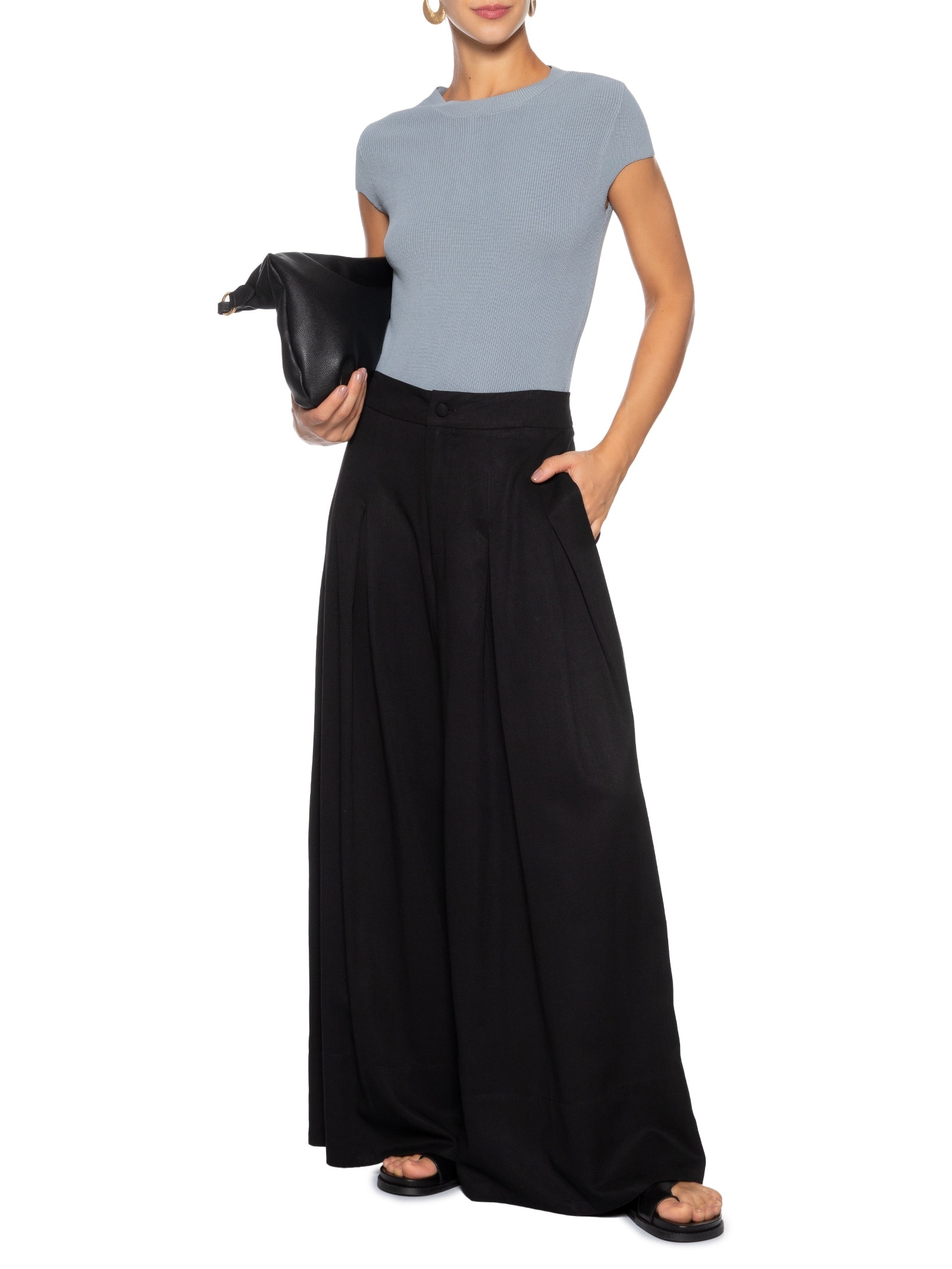 Blusa Feminina Tricot Oversized Cinza Basiq