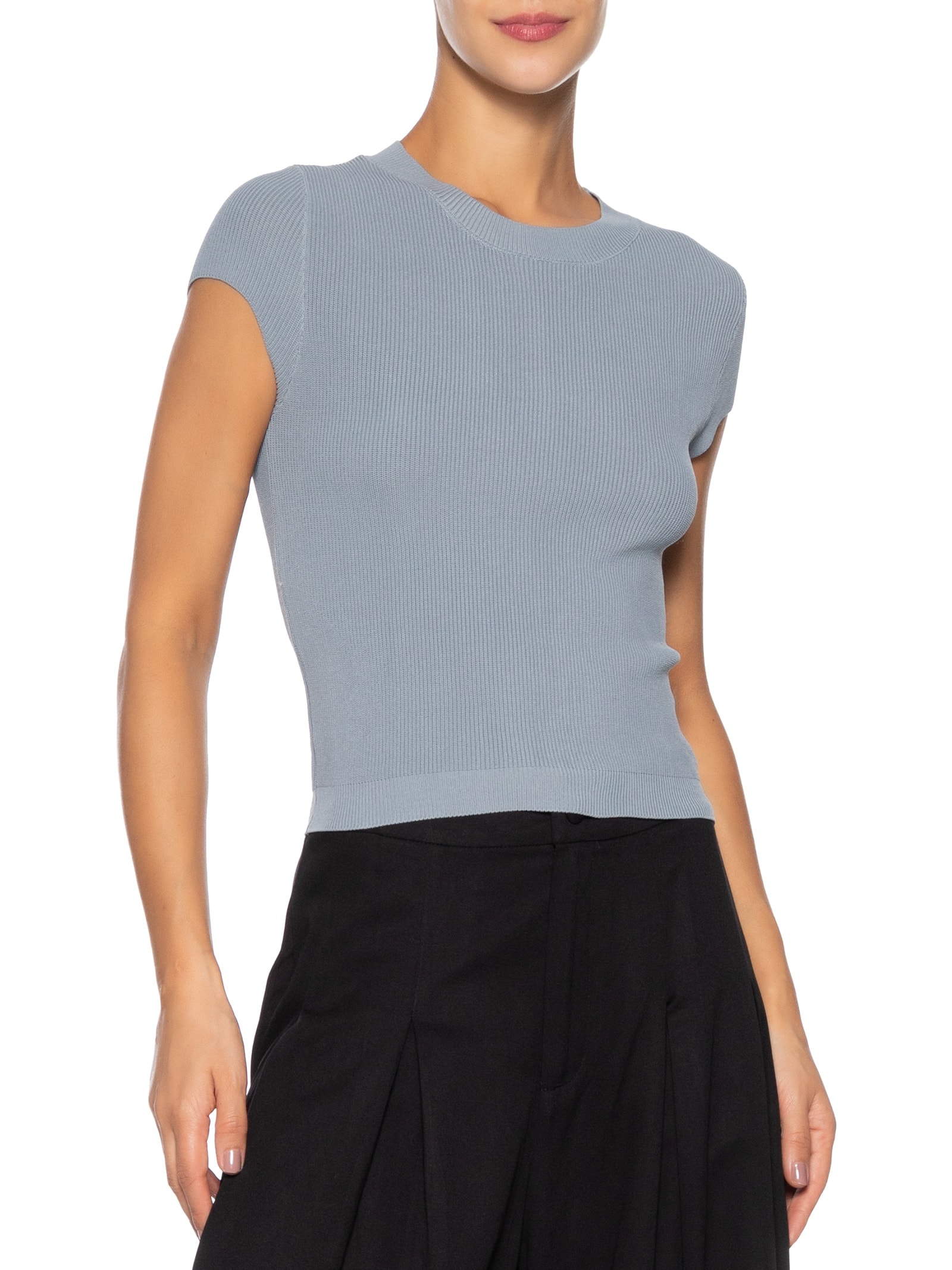 Blusa Feminina Tricot Oversized Cinza Basiq