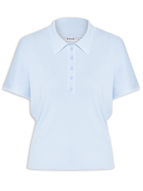 Blusa Feminina Tricot Oversized Gola Esporte – Azul