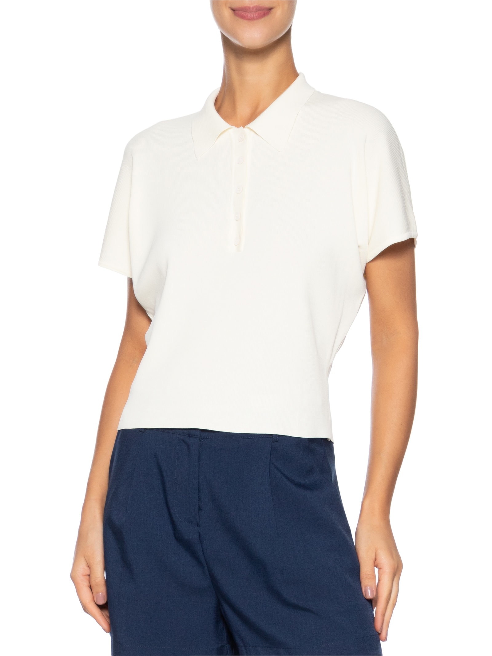 Blusa Feminina Tricot Oversized Gola Esporte Bege Basiq