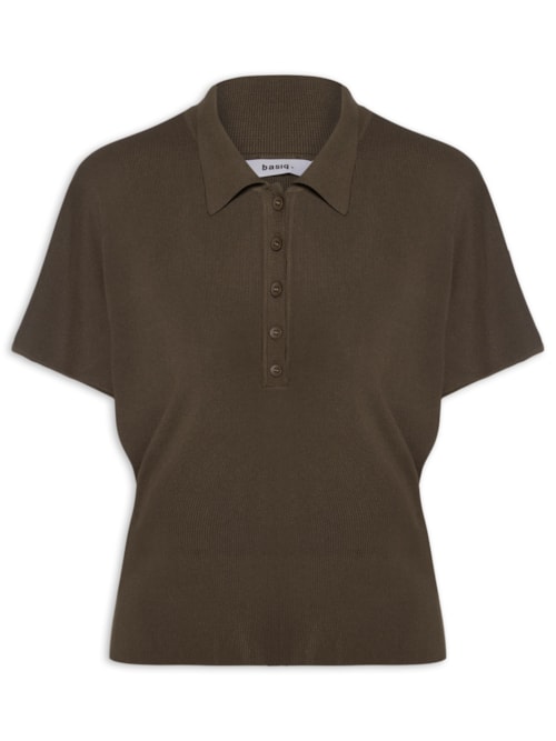 Blusa Feminina Tricot Oversized Gola Esporte – Marrom