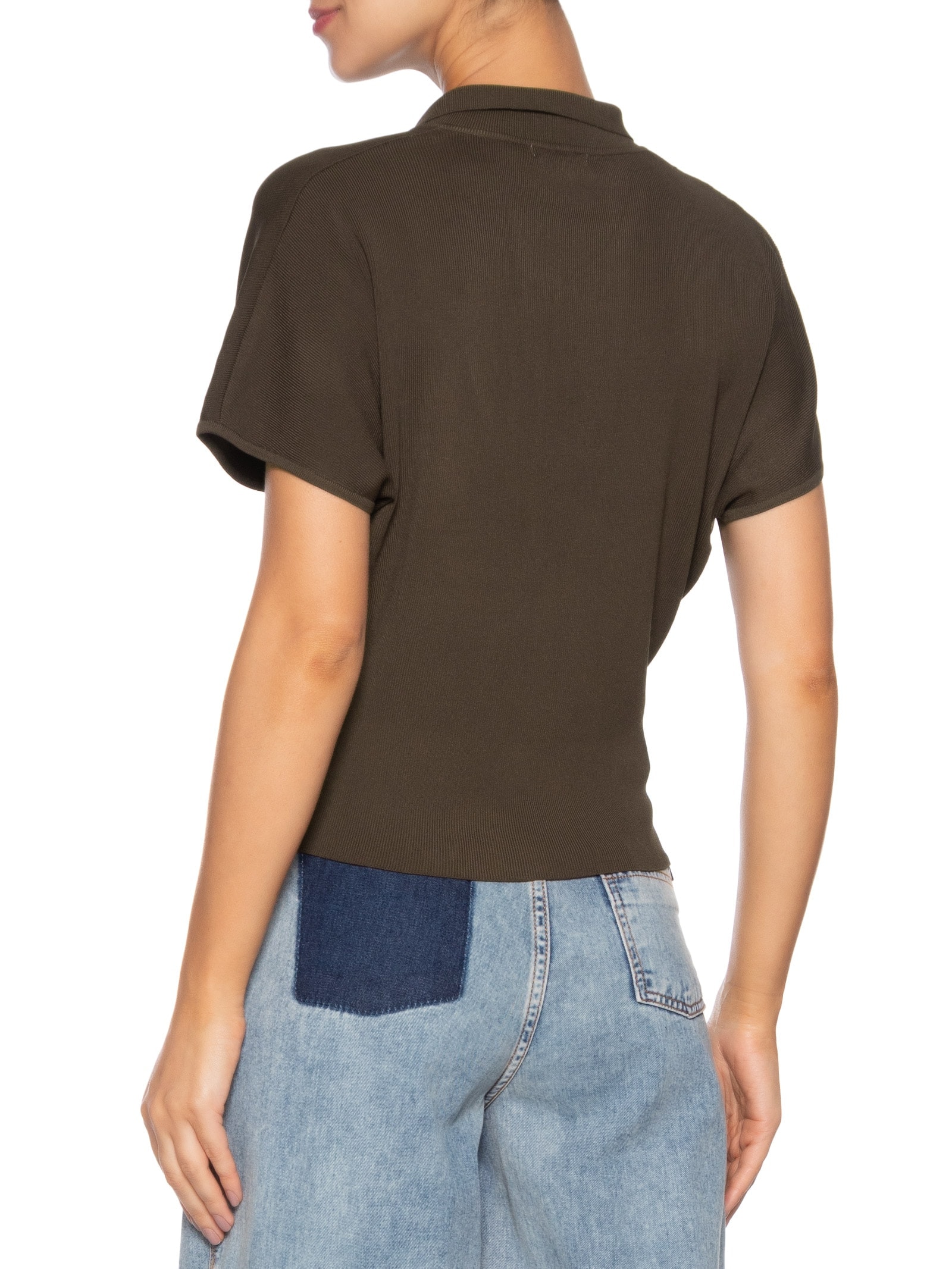 Blusa Feminina Tricot Oversized Gola Esporte Marrom Basiq