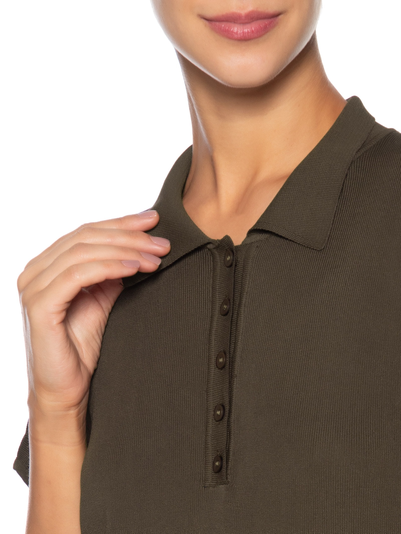 Blusa Feminina Tricot Oversized Gola Esporte Marrom Basiq